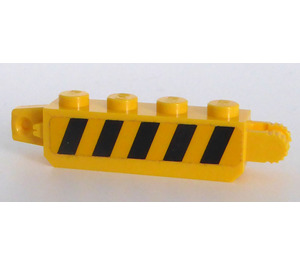LEGO Yellow Hinge Brick 1 x 4 Locking Double with Black and Yellow Stripes Danger On Both Sides Sticker (30387)