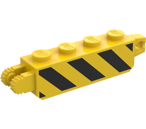 LEGO Gul Gångjärn Kloss 1 x 4 Låsning Dubbel med Svart Ränder (30387)