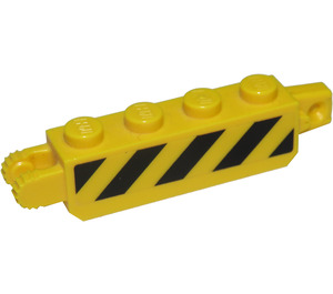 LEGO Yellow Hinge Brick 1 x 4 Locking Double with Danger stripes on both sides Sticker (30387)