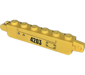 LEGO Yellow Hinge Brick 1 x 6 Locking Double with 4203 Left Sticker (30388)