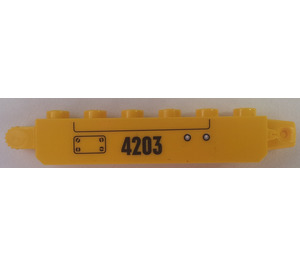 LEGO Jaune Charnière Brique 1 x 6 Verrouillage Double avec 4203 Droite Autocollant (30388)