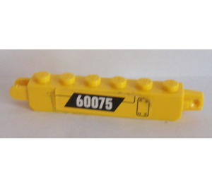 LEGO Yellow Hinge Brick 1 x 6 Locking Double with '60075' Sticker (30388)