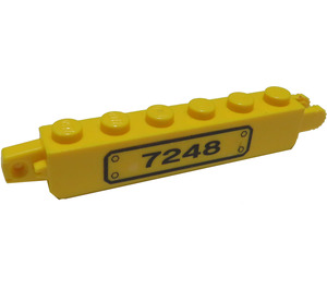 LEGO Yellow Hinge Brick 1 x 6 Locking Double with "7248" on Clear Background (Left) Sticker (30388)