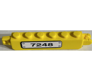 LEGO Yellow Hinge Brick 1 x 6 Locking Double with '7248' on White Background (Left) Sticker (30388)