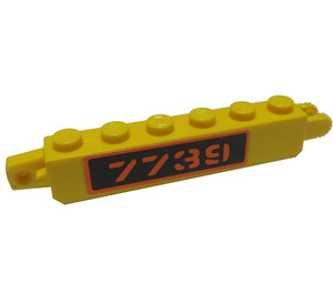 LEGO Yellow Hinge Brick 1 x 6 Locking Double with '7739' Sticker (30388)