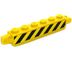 LEGO Geel Scharnier Steen 1 x 6 Vergrendelings Dubbele met Zwart en Geel Danger Strepen (Links to Rechts) Sticker (30388)