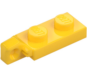 LEGO Gul Hengsel Plate 1 x 2 Låsende med Single Finger på Ende Vertikal med Bunnrille (44301)