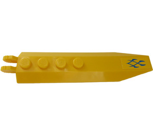 LEGO Yellow Hinge Plate 1 x 8 with Angled Side Extensions with Blue Pattern Sticker (Round Plate Underneath) (14137)