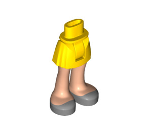 LEGO Yellow Hip with Basic Curved Skirt with Silver Shoes (Thick Hinge) with Thick Hinge (35634)