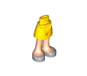 LEGO Jaune Hanche avec Basic Incurvé Skirt avec Argent Shoes avec charnière mince (2241)