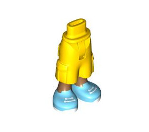 LEGO Yellow Hip with Shorts with Cargo Pockets with Bright blue shoes (2268)