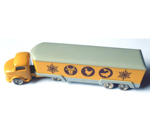 LEGO Żółty HO Mercedes Refrigerated Truck z Przyczepa I Podwójnie Oś z Animals Symbols