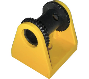 LEGO Yellow Hose Reel 2 x 2 Holder with Black Drum