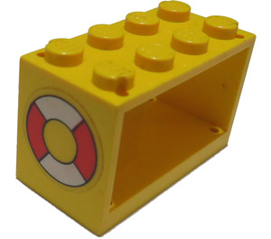 LEGO Yellow Hose Reel 2 x 4 x 2 Holder with Life Ring Sticker (4209)