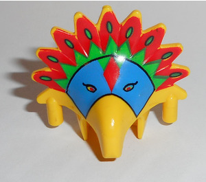 LEGO Yellow Jungle Headdress  with Blue Mask and Red and Green Feathers Pattern (30276)
