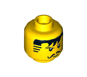 LEGO Yellow Johnny Thunder (The Lego Movie - Dark Brown Straps, White Pupils) Minifigure Head (Recessed Solid Stud) (3626 / 17729)