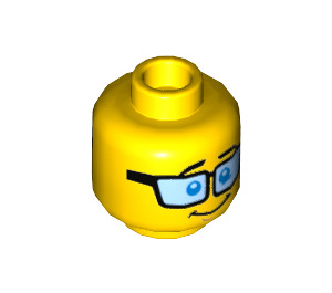 LEGO Yellow Jungle Scientist Head with Glasses (Recessed Solid Stud) (3626 / 32621)