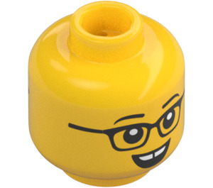 LEGO Yellow Kid with Dark Blue Plaid Shirt Minifigure Head (Recessed Solid Stud) (3274 / 107542)