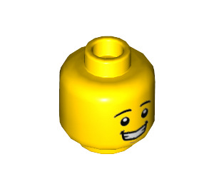 LEGO Geel Male Hoofd met Zwart Eyebrows en Breed Grijns (Verzonken Solid Stud) (3626 / 26881)