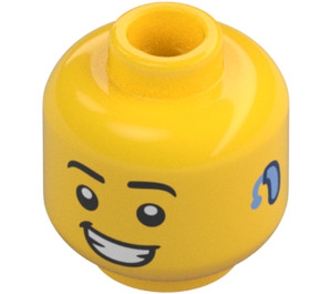 LEGO Gul Man Huvud med Smile och Hearing Aid (Infälld solid knopp) (3626 / 100108)