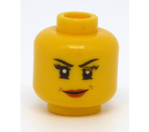 LEGO Gul Minifigur Huvud Kvinna (Infälld solid knopp) (3626)