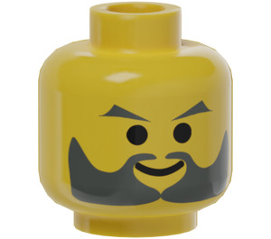 LEGO Yellow Minifig Head with Dark Grey Facial Hair (Safety Stud) (3626)