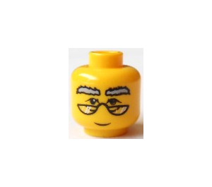 LEGO Amarillo Minifigura Cabeza con Half-Moon Gafas y Grey Eyebrows (Espiga de seguridad) (3626 / 50897)