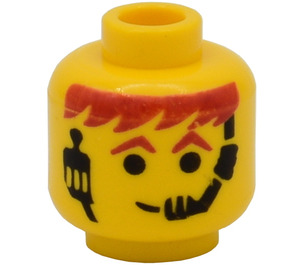 LEGO Yellow Minifig Head with Headset Over Red Orange Hair & Eyebrows (Safety Stud) (3626)