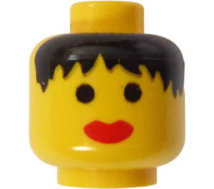 LEGO Geel Minifig Hoofd met Messy Haar Female (Veiligheids Stud) (3626)
