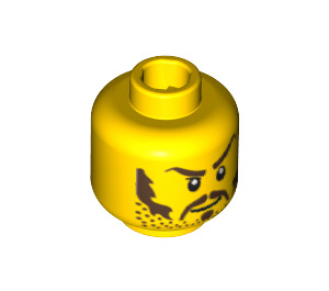 LEGO Yellow Minifig Head with Sideburns and Arched Eyebrows (Recessed Solid Stud) (3626 / 64900)