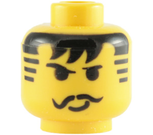 LEGO Jaune Minifigurine Tête avec Smirk & Noir Moustache (Clou de sécurité) (3626)