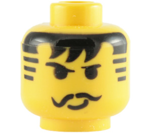 LEGO Gelb Minifig Kopf mit Smirk & Schwarz Moustache (Sicherheitsbolzen) (3626)