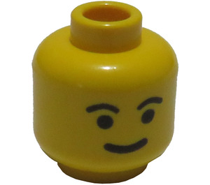 LEGO Geel Minifiguur Hoofd met Standaard Grijns en Eyebrows (Veiligheidsnop) (3626)