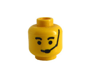 LEGO Žlutá Minifigurka Hlava s Standard Úsměv, Eyebrows a Microphone (Bezpečnostní cvoček) (3626)