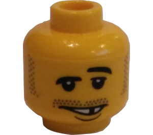 LEGO Yellow Minifig Head with Stubble and Gap Tooth (Safety Stud) (3626)