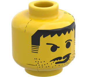 LEGO Yellow Minifig Head with Stubble, Moustache and Smirk (Safety Stud) (3626)