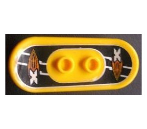 LEGO Yellow Minifig Skateboard with Four Wheel Clips with White 'X' and Orange Flames (Xtreme Stunts Logo) Sticker (42511 / 88422)