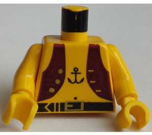 LEGO Geel Minifiguur Torso met Paars Vest en Anker Tattoo (973 / 73403)