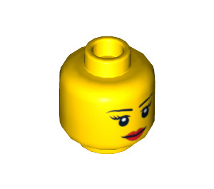 LEGO Geel Minifigure Female Hoofd met rode lippen (verzonken stevige stud) (10261 / 14927)