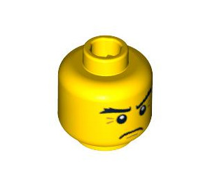 LEGO Yellow Minifigure Head Frowning with Crow's Feet Lines by Eyes (Safety Stud) (3626 / 93390)