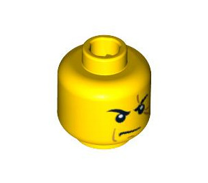 LEGO Jaune Minifigure Diriger Frowning avec Scar across La gauche Eye (Goujon de sécurité) (93618 / 94053)
