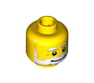 LEGO Geel Minifiguur Hoofd Smiling met Bushy Wit Baard en Eyebrows (Veiligheidsnop) (3626 / 94567)