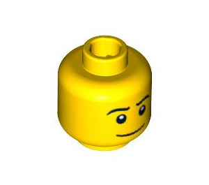 LEGO Żółty Minifigurka Głowa Smiling z Cienki Szeroki uśmiech I Eyebrows (wpuszczany solidny wypustek) (3626 / 93394)