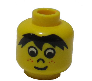 LEGO Yellow Minifigure Head with Bangs and Freckles (Safety Stud) (3626)