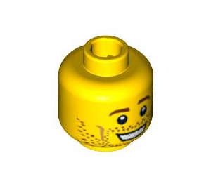 LEGO Žlutá Minifigurka Hlava s Velký Smile a Strniště (Bezpečnostní cvoček) (3626 / 94573)