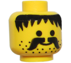 LEGO Amarillo Minifigura Cabeza con Negro bigote y Barba corta (Espiga de seguridad) (3626)