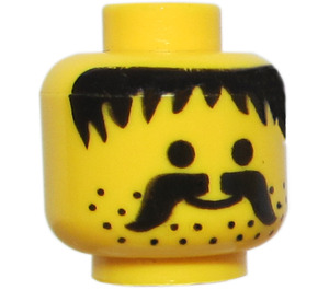 LEGO Gelb Minifigure Kopf mit Schwarz Moustache und Stubble (Solider Bolzen)