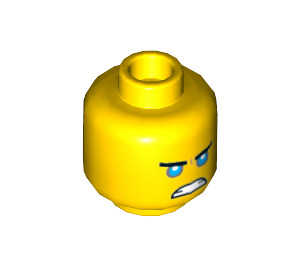 LEGO Yellow Minifigure Head with Blue Eyes (Recessed Solid Stud) (3626 / 34048)