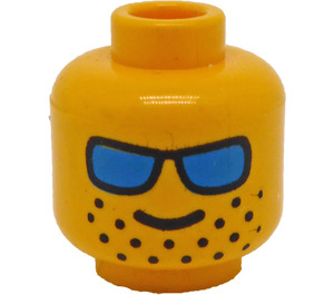 LEGO Yellow Minifigure Head with Blue Sunglasses and Stubble (Safety Stud) (3626)