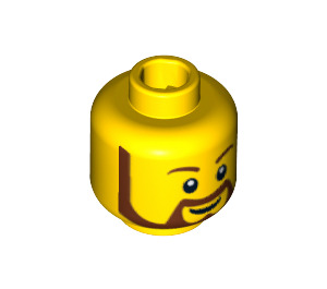 LEGO Gul Minifigur Hoved med Brun Skæg og Smile (Forsænket solid knops) (12486 / 89510)